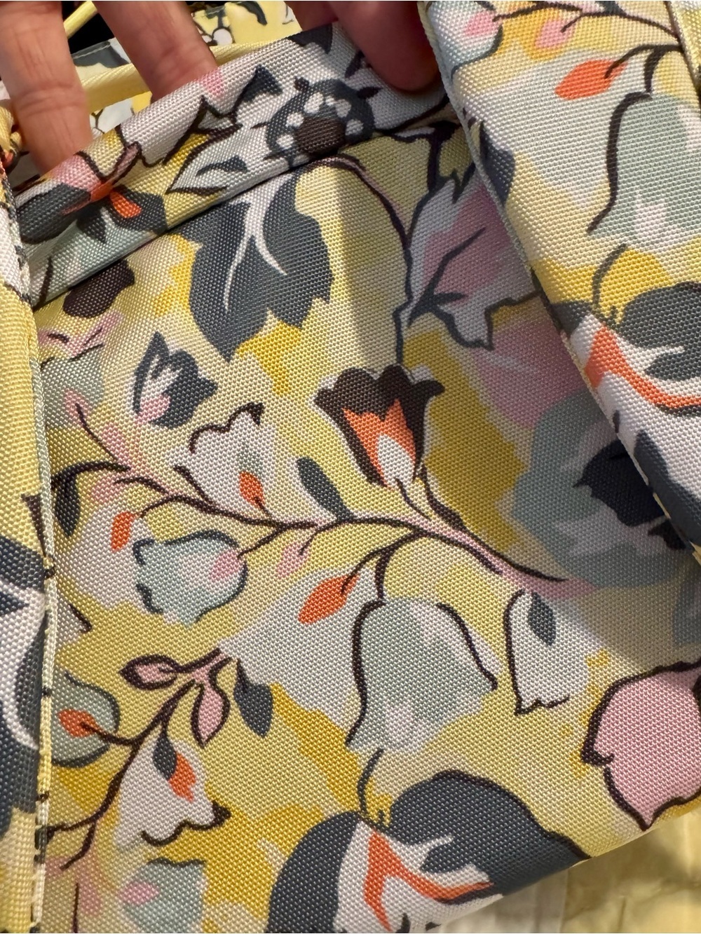 Vera Bradley Yellow Floral Drawstring Backpack with Multicolor Blooms - Picture 5 of 10